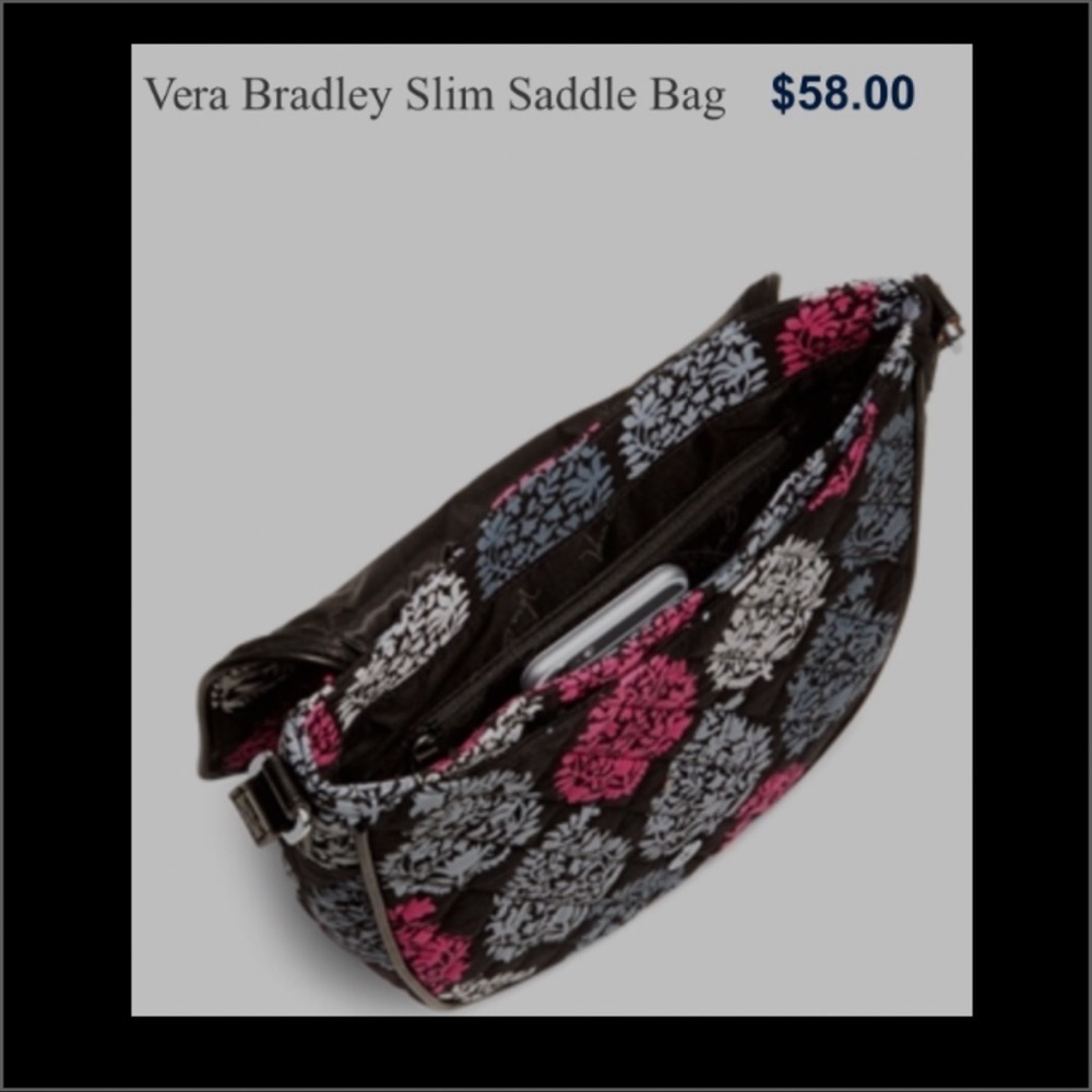 Vera Bradley Black and Pink Floral Crossbody Bag - Picture 1 of 3